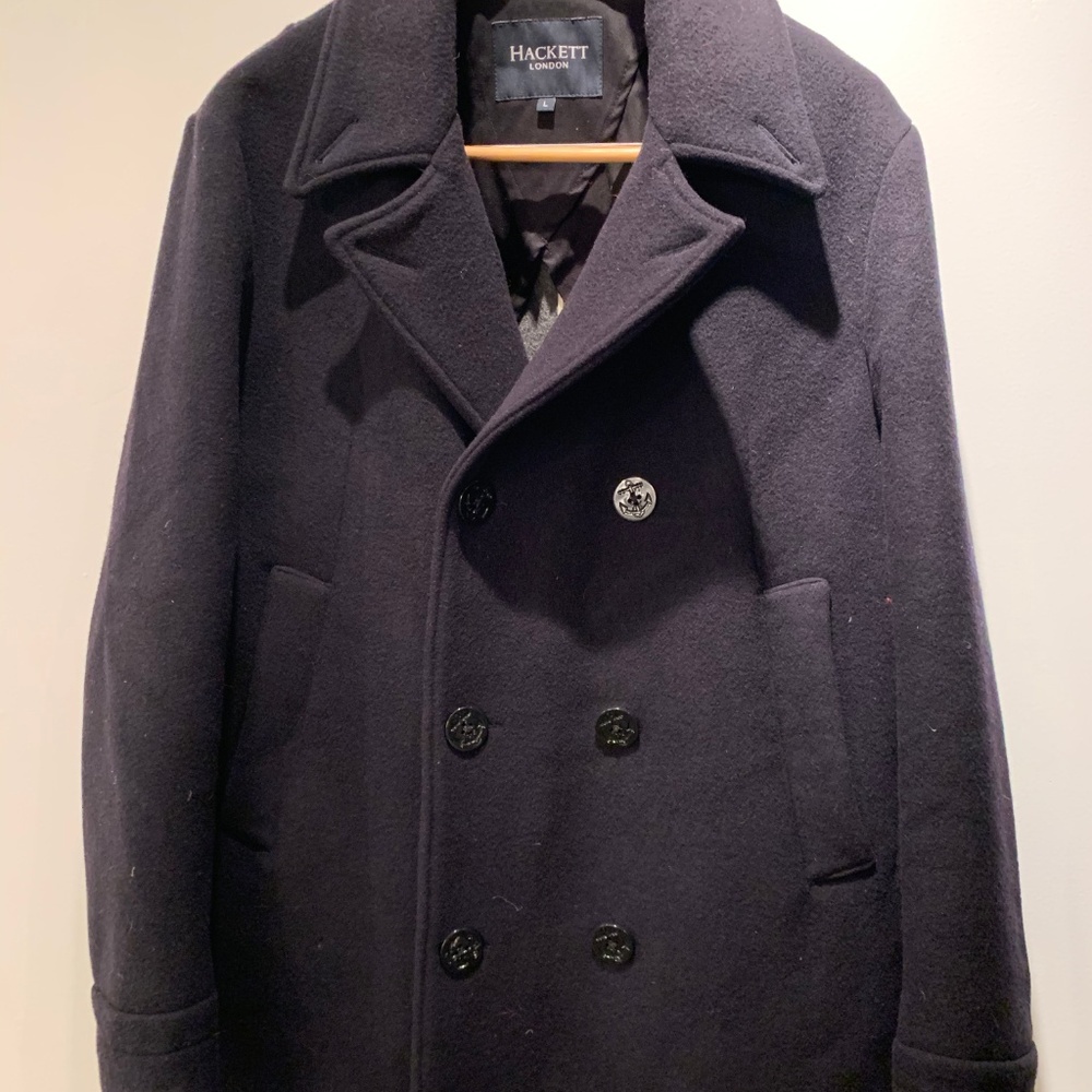 Hackett Pea Coat - Navy - 100% Wool - Picture 2 of 7